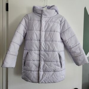 Under Armour Faux Fur Edie Parka Puffer Jacket Youth Medium Salt Purple